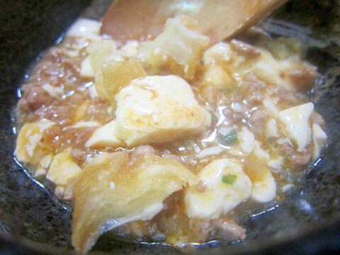 豚挽肉と葱の白菜マーボー豆腐グリル